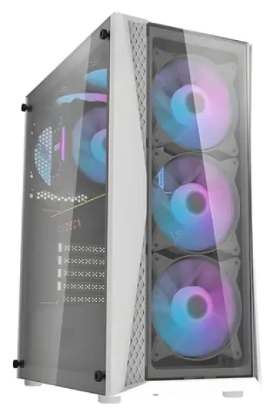 DarkFlash DK352 Plus bílá / Počítačová skříň / Middle Tower / ATX / E-ATX / temperované sklo / 4× ARGB (DK352 Plus Black Whi)