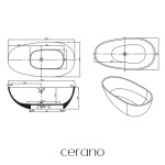 CERANO - Vana z litého mramoru Aura - volně stojící - bílá matná - 180x90x58 CER-VELA1050W