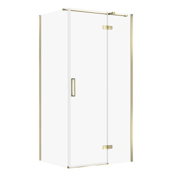 CERSANIT - Sprchový kout JOTA s panty, zlatý, 100x80x195, pravý, čiré sklo S160-035