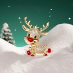 Vánoční brož se zirkony Rudolf 7 - vánoční sob, Zlatá
