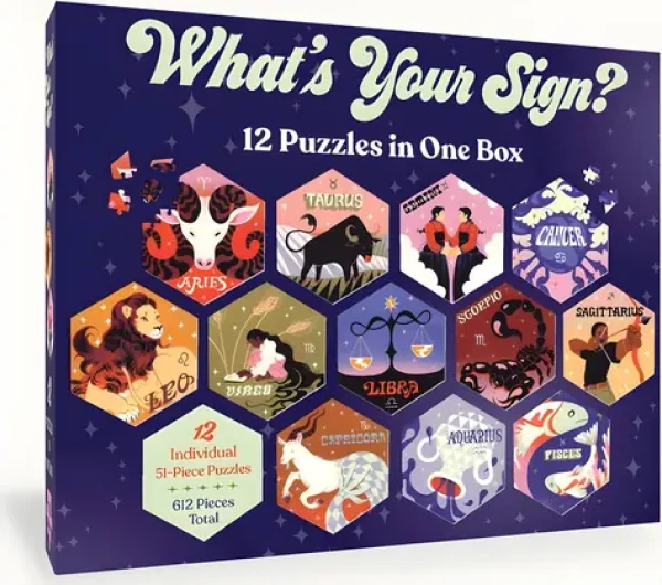 CHRONICLE BOOKS Sada 12 puzzle Jaké je vaše znamení?