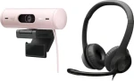 Logitech Brio 500 růžová + H390 / Webkamera se sluchátky / FHD / 4x digitální zoom / duální mikrofon / USB-C