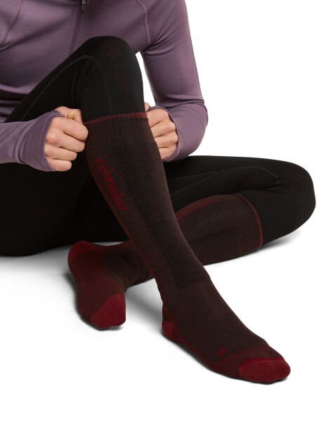 Pánské merino ponožky ICEBREAKER Mens Merino Ski+ Light OTC, Bittersweet/Port/Black velikost: 47-49 (XL)