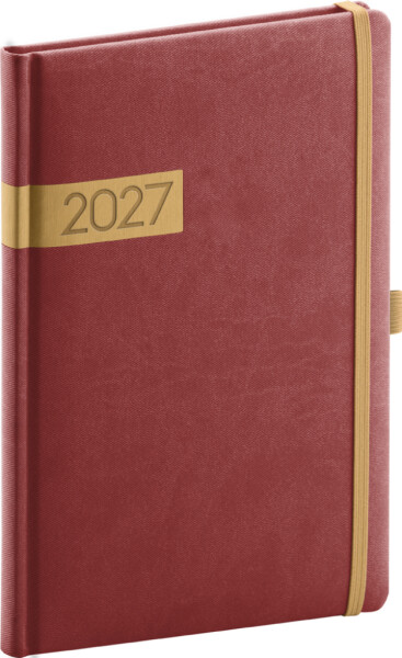 NOTIQUE Diář 2027: Twill - bordózlatý, týdenní, 15 x 21 cm