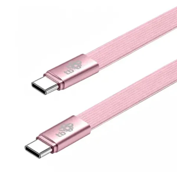 Plochý kabel USB-C - USB-C 1 m pudrově růžová / Kabel USB-C / USB-C (M) - USB-C (M) (AKTBXKUCCFLAT1P)