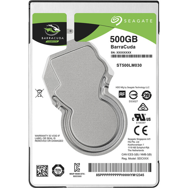 SEAGATE BarraCuda 500GB / Interní / 2.5 / SATA III / 128MB cache / 5400rpm / 2y (ST500LM030)