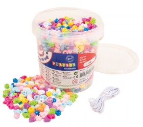 Playbox Korálky plastové různé tvary v kbelíčku- 1200 ks