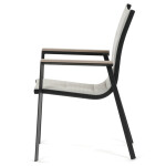 Židle zahradní béžový textilen, hliník, černá barva