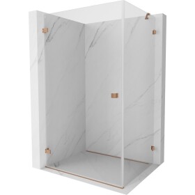 MEXEN/S - Lunar-B sprchový kout dveře křídlové levá 90 x 70 cm, transparent, měď kartáčovaná 832-090-070-65-00-L