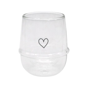 Eulenschnitt Dvoustěnná sklenice na cappuccino Heart 220 ml, čirá barva, sklo