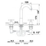SAPHO - TRAX tříprvková stojánková umyvadlová baterie, chrom 602/S