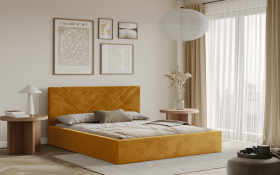 FRONTI Postel PADWA 160x200 zlatá s úložným prostorem