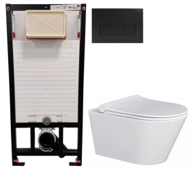 DEANTE Podomítkový rám, pro závěsné WC mísy + SLIM tlačítko černé + WC MYJOYS MY1 + SEDÁTKO CST_WC01 N51P MY1