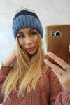 Fleecová čepice Bojana K265 denim+modrá+světle šedá UNI