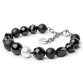 Náramek Maura - sladkovodní perla, Onyx, Černá 20 cm + 4 cm (prodloužení)