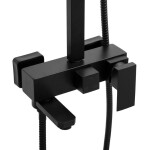 Erga Cube, sprchová souprava s pákovou baterií, vanovou výlevkou a dešťovou hlavicí 30x30cm, černá matná, ERG-YKA-BP.CUBE-30-BLK