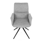 Židle jídelní, šedá látka, 360° vratný mechanismus, černý kov