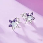 Stříbrné náušnice s motivem fialové lilie - stříbro 925/1000, Fialová