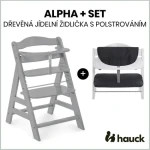 Hauck Alpha+ set 2v1 dřevěná židle, grey + polstrování Melange charcoal (HK661178SET)