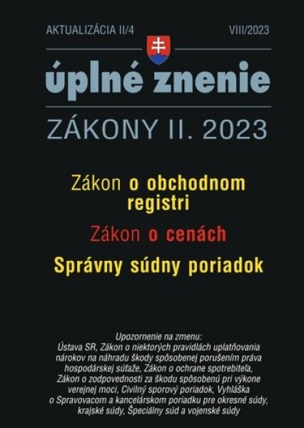 Aktualizácia II/4 2023 Obchodný register, Ceny