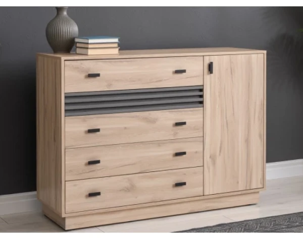 Komoda se šuplíky Ancona, 135 cm, dub estana/antracit
