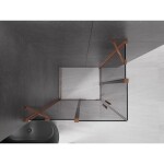 MEXEN/S - Velar Duo sprchový kout, posuvné dveře 100 x 90, grafit, růžové zlato 871-100-090-42-60