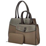 Trendy sada koženkových kabelek do ruky s peněženkou Talbia, khaki