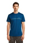 Pánské merino triko s krátkým rukávem ICEBREAKER Mens 150 Tech Lite SS Tee Range Stripes, Atlantis velikost: M
