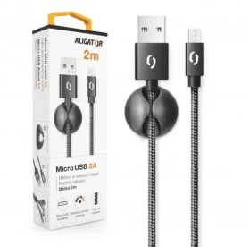 Aligator Premium Datový kabel 2A Micro USB 2m černá (DATKP16)