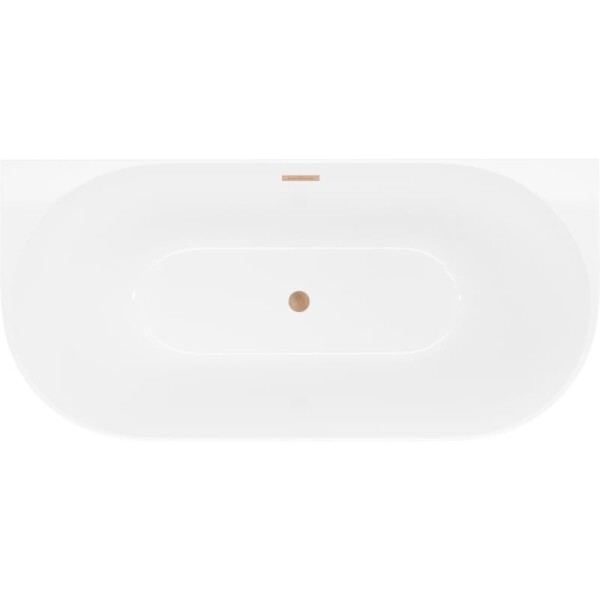 MEXEN/S - Oval Slim volně stojící vana nástěnná 170 x 80, bílá, sifon a přepad měď kartáčovaná 52661708000-65