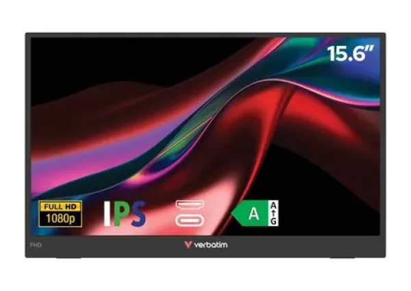 15,6" Verbatim PM-15 černá / Přenosný monitor / Full HD 1920×1080 / IPS / USB-C / Mini HDMI