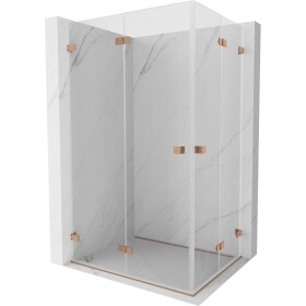 MEXEN/S - Lunar-F Duo sprchový kout skládací dveře 90 x 80, transparent, měď kartáčovaná 836-090L-080P-65-00