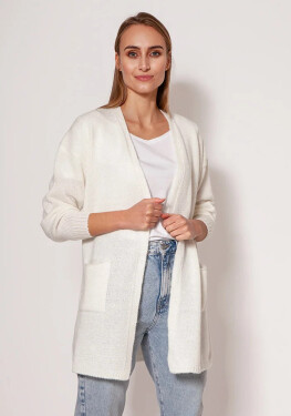 Svetr na zapínání PA013 krémový - MKM XXL/XXXL