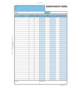 Denní rozpis tržby, A4, 100 listů