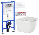 LAUFEN Rámový podomítkový modul CW1 SET s bílým tlačítkem + WC INVENA TINOS + SEDÁTKO H8946600000001BI NO1