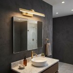 Koupelnové nástěnné LED svítidlo SWE007-1W 43cm BRUSH GOLD OSW-20106