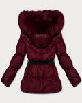 Zimní bunda ve vínové bordó barvě s kapucí a s opaskem J Style (5M3322-1) odstíny červené XL (42)