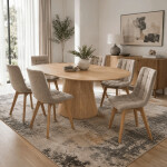 Oválný jídelní stůl 160x90cm, dýha, dub HT-L3523 OAK