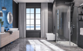 Aquatek EXTRA S5 90 cm CHROM Sprchová zástěna čtvrtkruhová