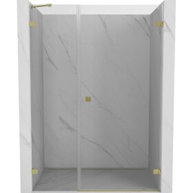 MEXEN/S - Lunar-B sprchové dveře křídlové pravé 115, transparent, zlatá kartáčovaná 832S-115-050-55-00-P