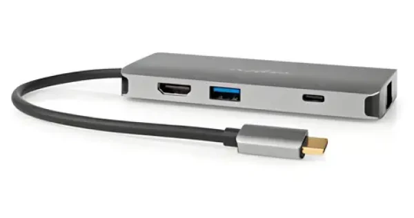 Nedis USB-C Multiportový adaptér 7v1 antracitová / Adaptér / HDMI / RJ45 / SD/microSD / 3x USB-A / 5 Gbps / 0,2 m (CCBW64240AT02)