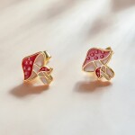 Stříbrné náušnice Podzimní romance, muchomůrka, stříbro 925/1000, Zlatá
