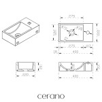 CERANO - Umývátko z litého mramoru Teo - závěsné pravé - černá matná - 40x22 CER-482707