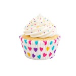 Dortisimo Košíčky na muffiny Srdíčka bílý podklad (100 ks)