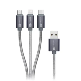 CONNECT IT Wirez 3in1 USB-C Micro USB Lightning 1.2m stříbrno-šedá (CI-1229)