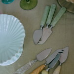 HK living Sada nožů na sýry Sage – set 3 ks, zelená barva, kov, plast