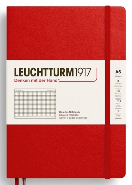 Zápisník Cherry Hardcover Medium (A5) čtverečkovaný