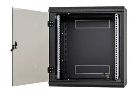 Triton 19" rozvaděč jednodílný 6U/600x395mm černý / Rozvaděč / Nástěnné / Celoskleněné dveře / IP30 (RBA-06-AS4-BAX-A1)