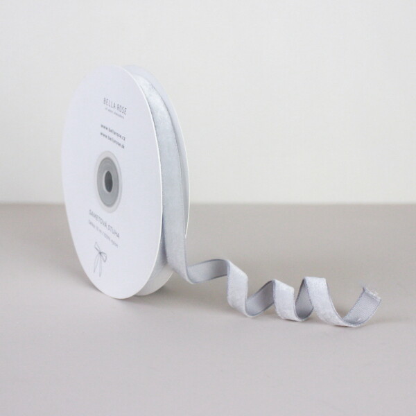 Bella Rose Sametová stuha 1 cm – Grey (10 m), šedá barva, textil