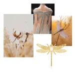 Brož ve tvaru vážky s opálem Théa, Zlatá